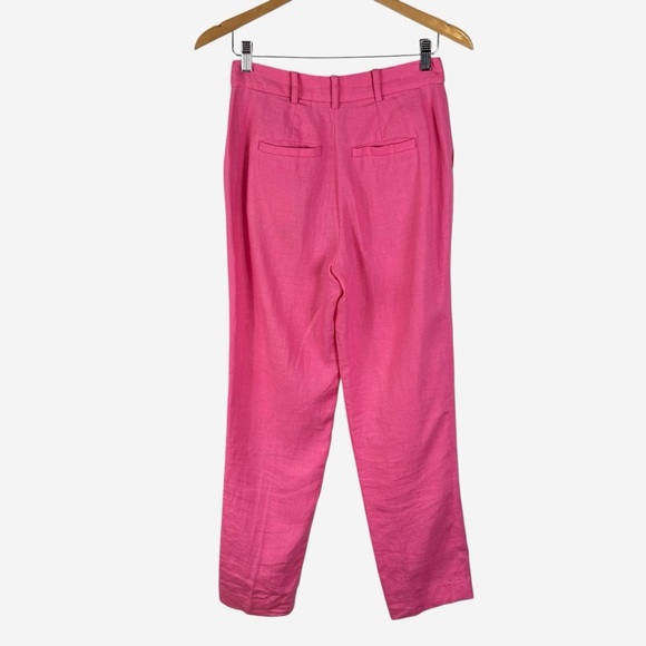 Boden Linen Ankle Pants Size 2L Straight Leg Trouser Sangria Sunset Pink 2 Tall - Picture 7 of 15